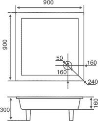 Размеры душевых поддонов SPN P 701